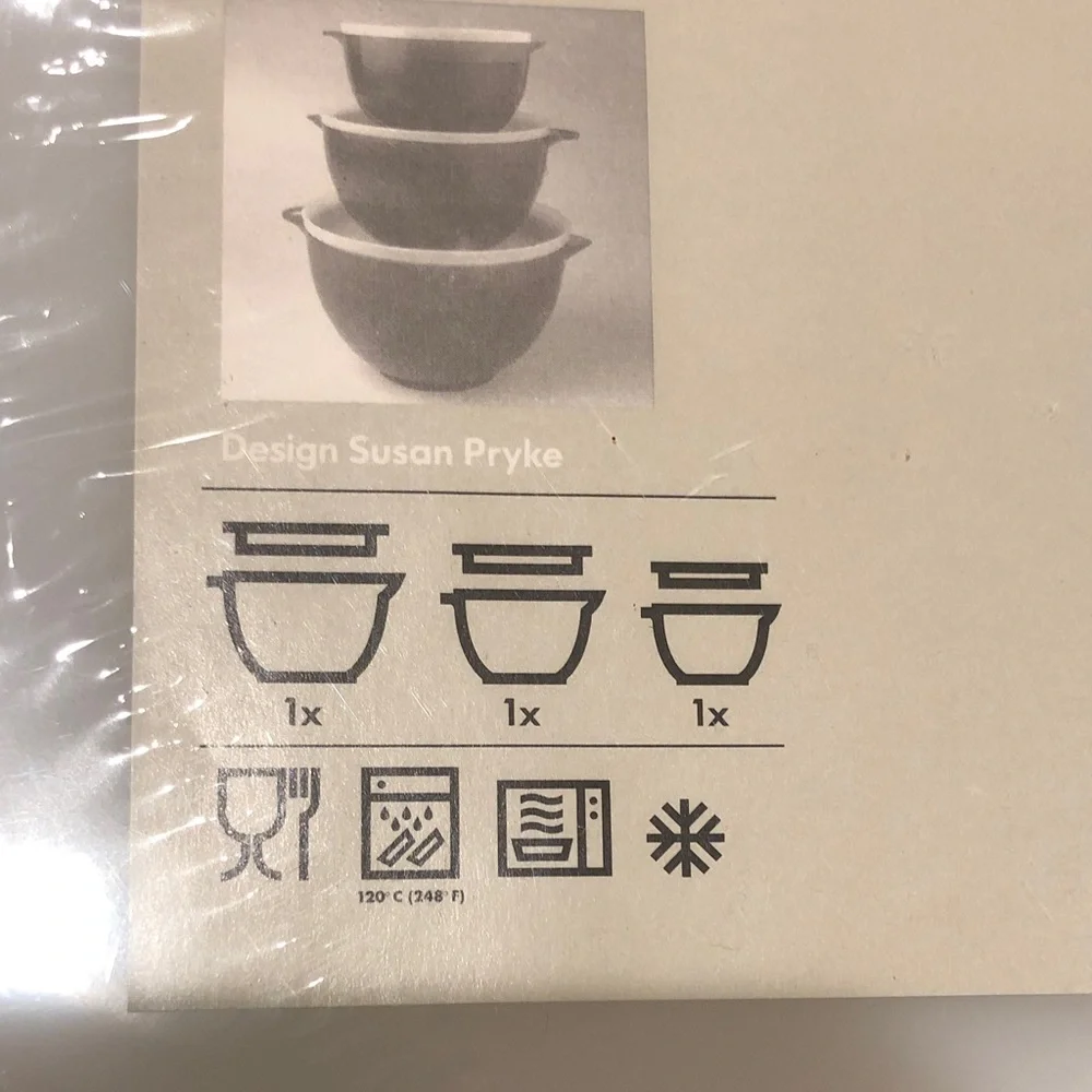 IKEA REDA White Plastic Mixing Bowl Set with Lids